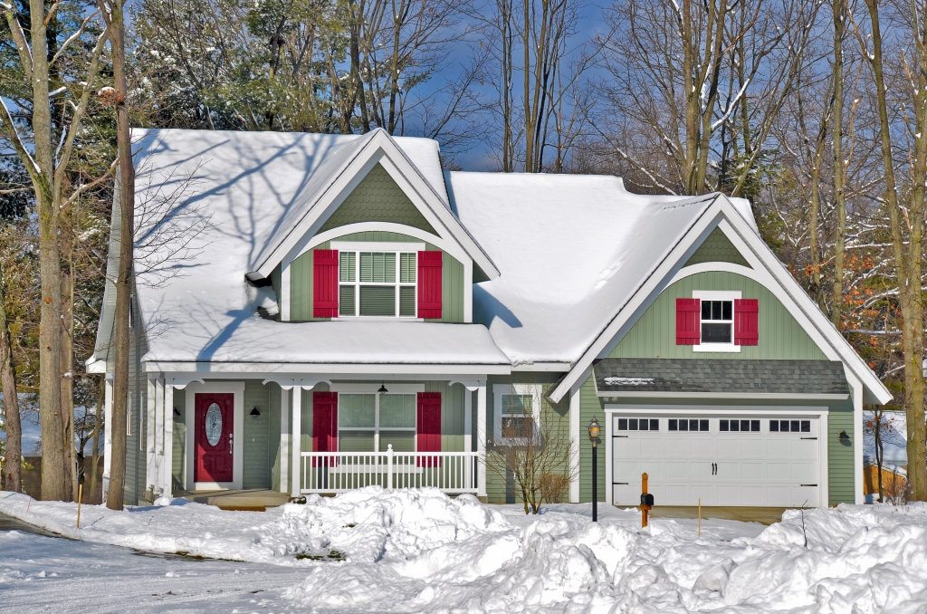 Gray and red house with Vinyl Windows in Northern Michigan